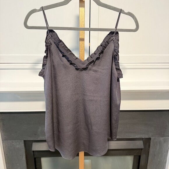 🩶 Dark Gray Ruffle Trim Camisole | Express | Size S - Picture 2 of 9